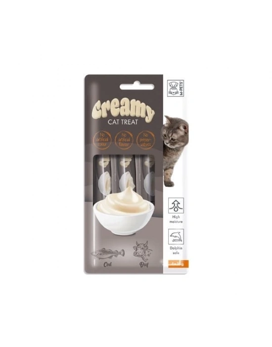 M-Pets Creamy Morina Balıklı ve Sığır Etli Sıvı Kedi Ödülü 1 Adet 4x15 Gr