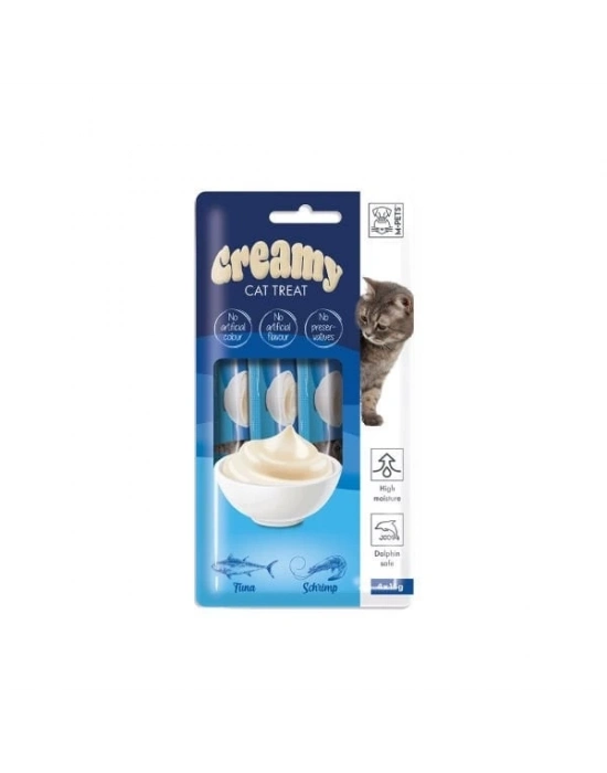 M-Pets Creamy Ton Balıklı ve Karidesli Sıvı Kedi Ödül Maması 1 Adet 4x15 Gr