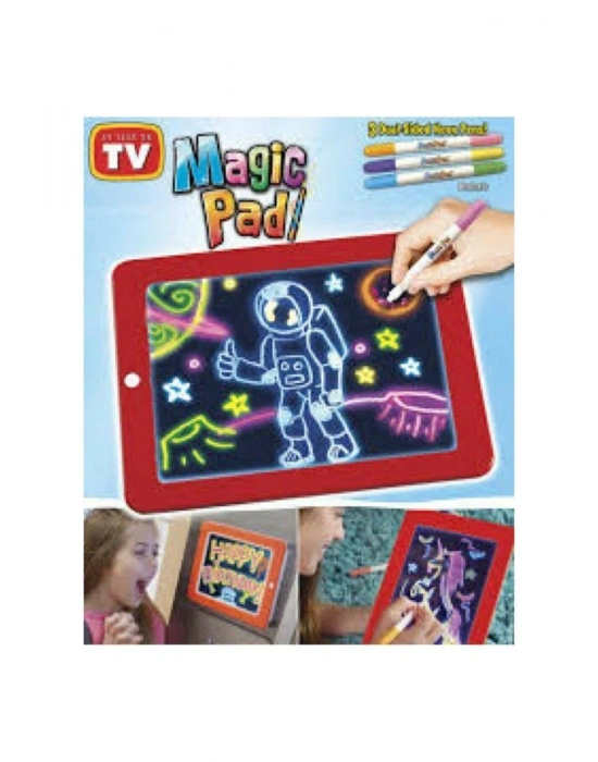 Magic Pad Çocuk Eğitici Sihirli Işıklı Kalemli Öğretici Pili Pad