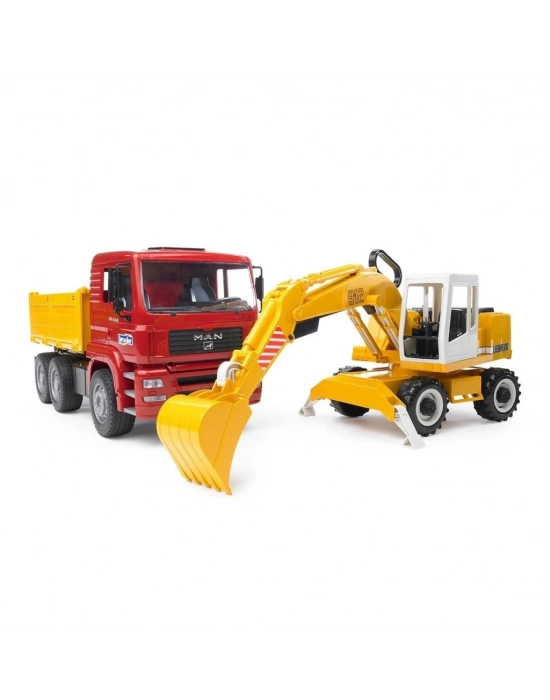 Man Damperli Kamyon Ve Liebherr Ekavatör