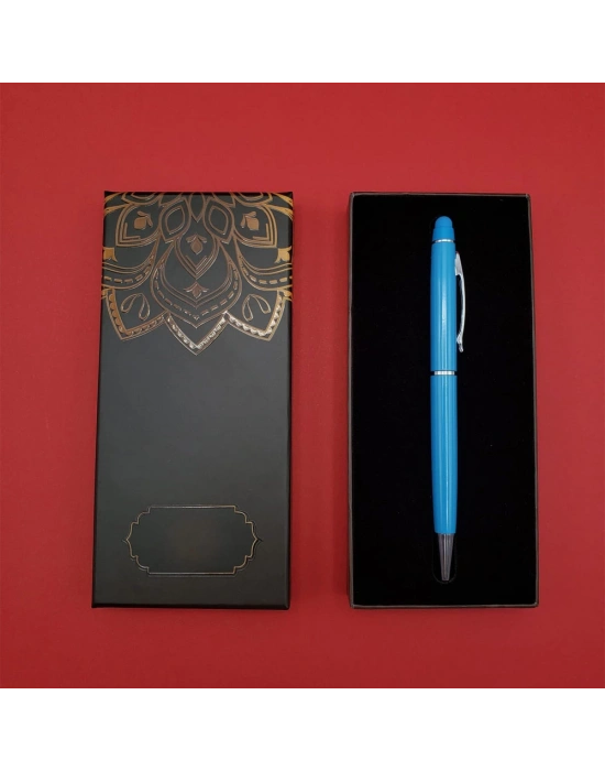 Mandala Desenli Kutulu Turkuaz Tükenmez Kalem