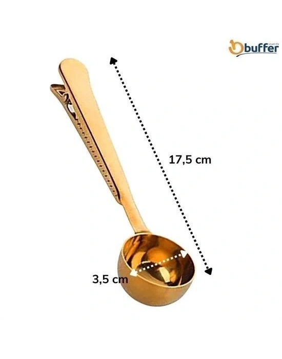 ®  Mandallı Kahve Ölçü Kaşığı Gold Çok Fonksiyonlu Paslanmaz Çelik Kaşık