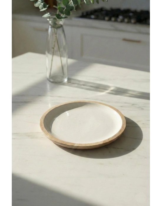 Mango Agacı Pasta Tabağı & Sunum Tabağı 20 Cm Krem
