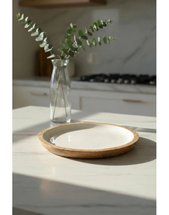 Mango Agacı Pasta Tabağı & Sunum Tabağı 20 Cm Krem