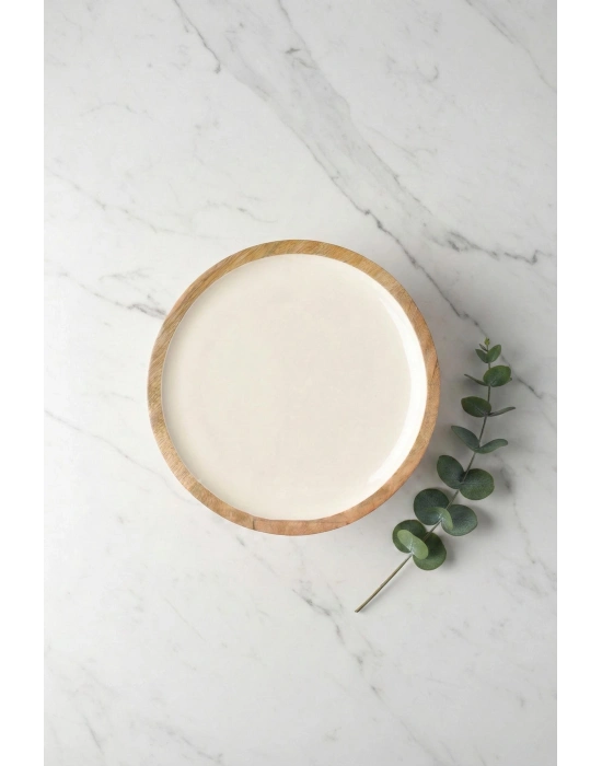 Mango Agacı Pasta Tabağı & Sunum Tabağı 20 Cm Krem