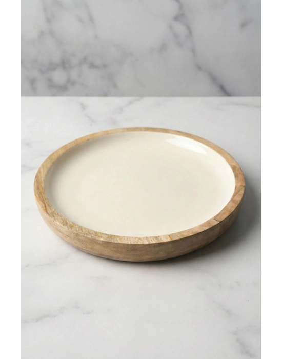 Mango Agacı Pasta Tabağı & Sunum Tabağı 20 Cm Krem