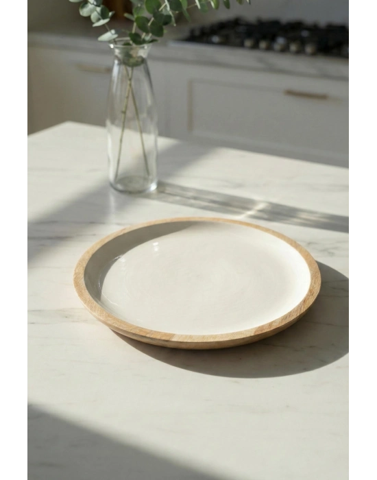Mango Agacı Servis Tabağı & Sunum Tabağı 25 Cm Krem