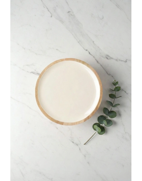 Mango Agacı Servis Tabağı & Sunum Tabağı 25 Cm Krem