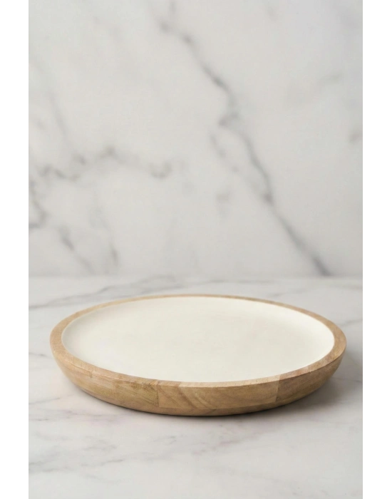 Mango Agacı Servis Tabağı & Sunum Tabağı 25 Cm Krem