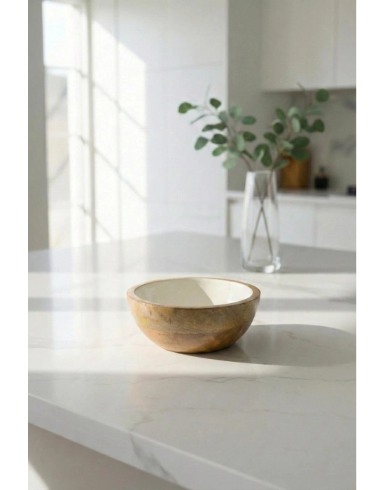 Mango Agacı Sunum Servis Kasesi & Dekoratif Kase 20 Cm Krem