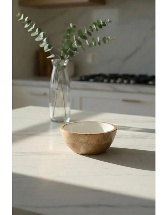 Mango Agacı Sunum Servis Kasesi & Dekoratif Kase 20 Cm Krem