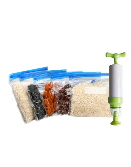 Manuel Vakumlu Gıda Saklama Poşeti ve Pompa Seti