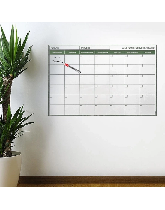 ®  Manyetik Yapışkanlı Bir Aylık Program Planlayıcı Takvim 85x56 cm