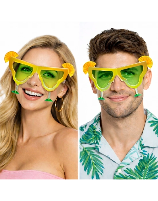 Margarita Bardak Şeklinde Parti Gözlüğü Sarı 16x8 Cm