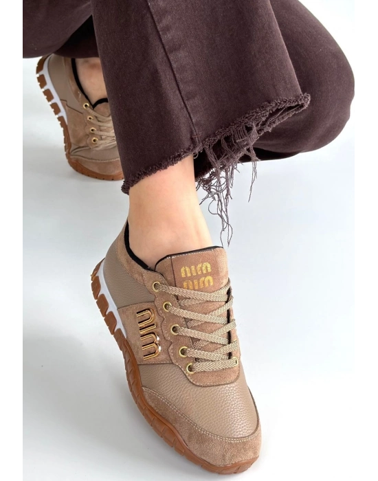 Marje Vizon Cilt Bağcıklı Spor Ayakkabı