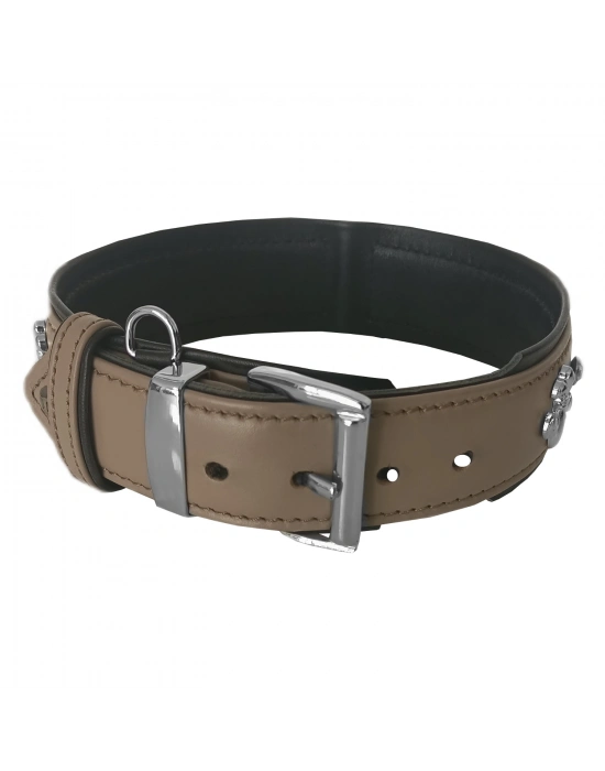 Markapet Deri Doğal Taşlı Köpek Boyun Tasması 28-33 cm X-Small Taba