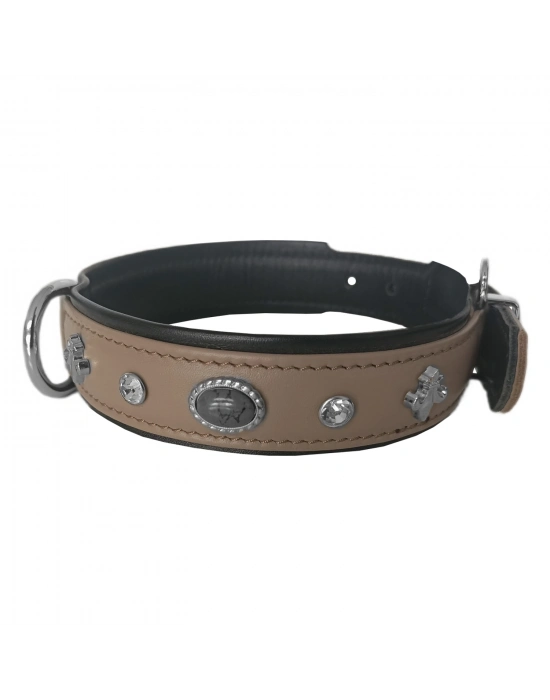Markapet Deri Doğal Taşlı Köpek Boyun Tasması 28-33 cm X-Small Taba