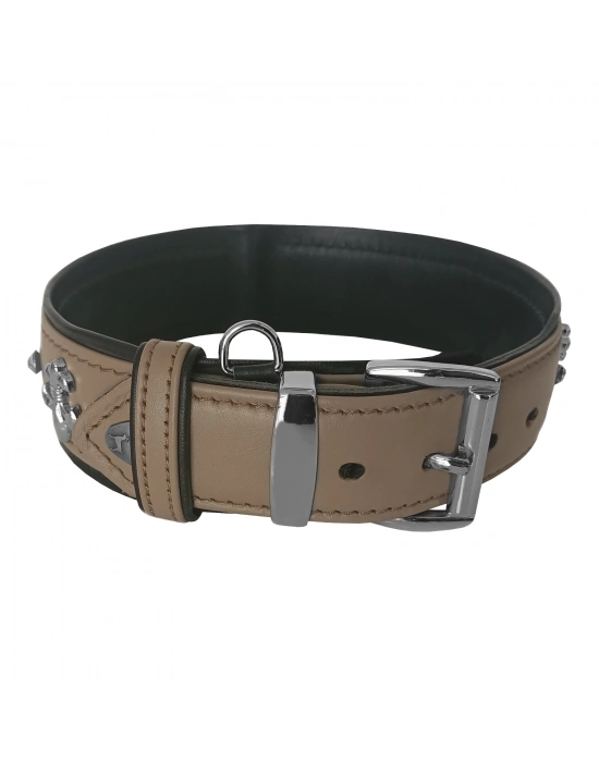 Markapet Deri Doğal Taşlı Köpek Boyun Tasması 28-33 cm X-Small Taba