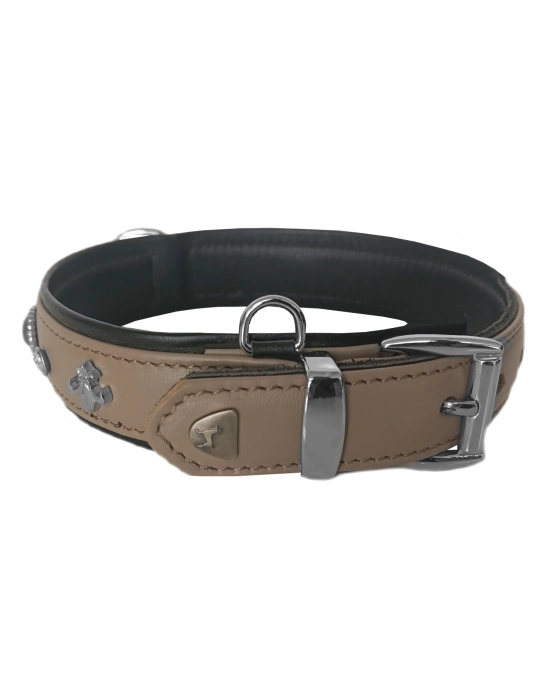 Markapet Deri Doğal Taşlı Köpek Boyun Tasması 28-33 cm X-Small Taba