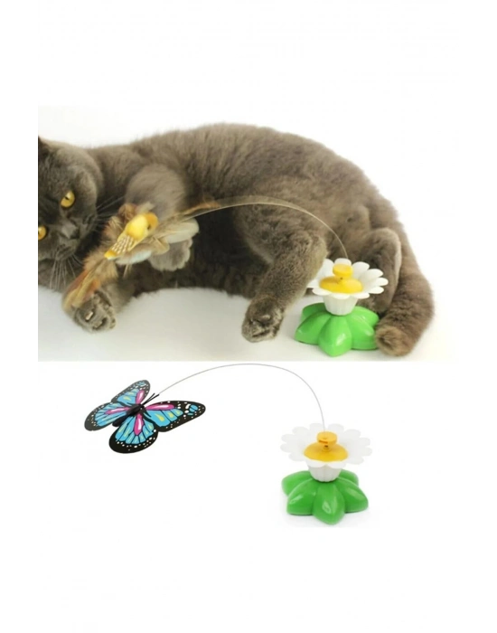 Markapet Hareketli Pilli Dönen Kelebek Kedi Oyuncağı 6 cm