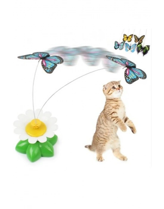 Markapet Hareketli Pilli Dönen Kelebek Kedi Oyuncağı 6 cm