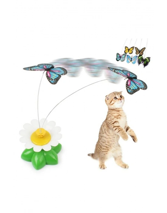 Markapet Hareketli Pilli Dönen Kelebek Kedi Oyuncağı 6 cm