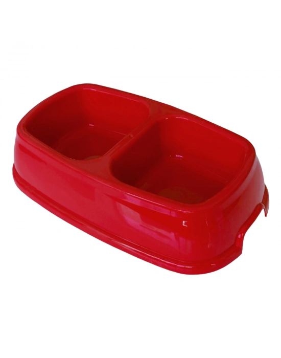 Markapet İkili Plastik Mama ve Su Kabı 500 + 500 ml Kırmızı