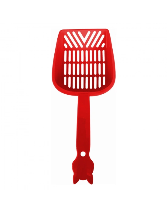 Markapet İnce Elekli Kedi Kumu Küreği Medium 10-25 cm Kırmızı