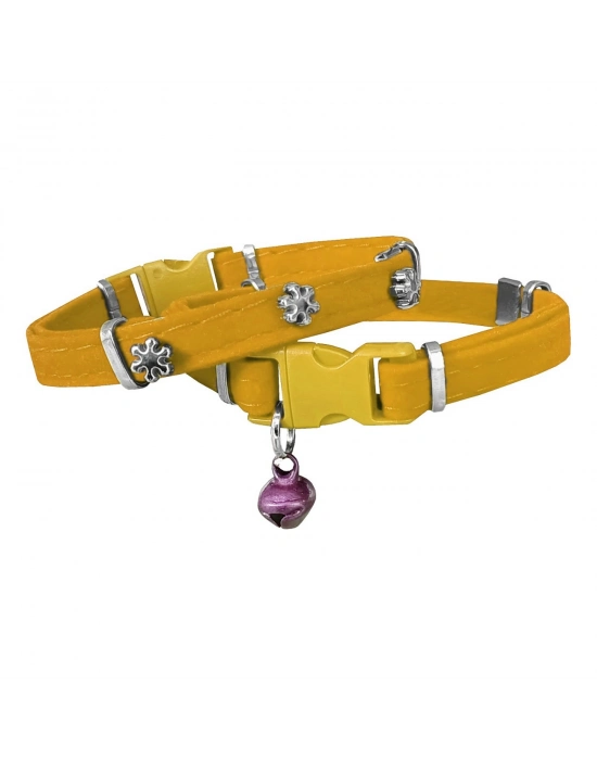 Markapet Kadife Kedi Boyun Tasması Kar Taneli 20-32 cm Sarı