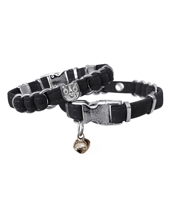 Markapet Kadife Kedi Boyun Tasması Kedi Kafalı 20-32 cm Siyah