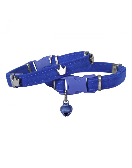 Markapet Kadife Kedi Boyun Tasması King 20-32 cm Mavi