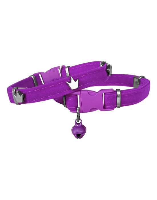 Markapet Kadife Kedi Boyun Tasması King 20-32 cm Mor
