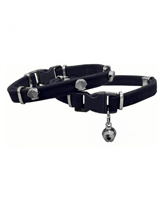 Markapet Kadife Kedi Boyun Tasması Midyeli 20-32 cm Siyah