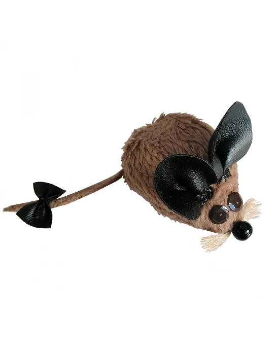 Markapet Kedi Oyuncağı Bıyıklı Peluş Fare 4,5 x 6-15 cm Taba