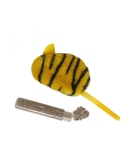 Markapet Kedi Oyuncağı Kaplan Desenli Peluş Fare 6-10-18 cm