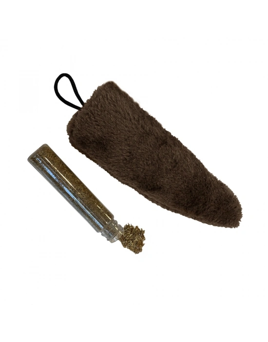 Markapet Kedi Oyuncağı Kedi Otlu Peluş Kuyruk 18-20 cm Kahverengi