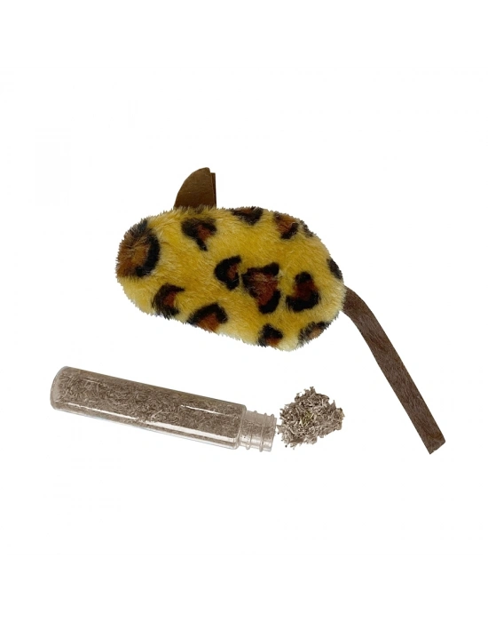 Markapet Kedi Oyuncağı Leopar Desenli Peluş Fare 6-10-18 cm