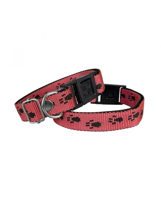 Markapet Köpek Tasması Patili Dokuma 2 cm - Min: 30 cm - Max: 50 cm Kırmızı