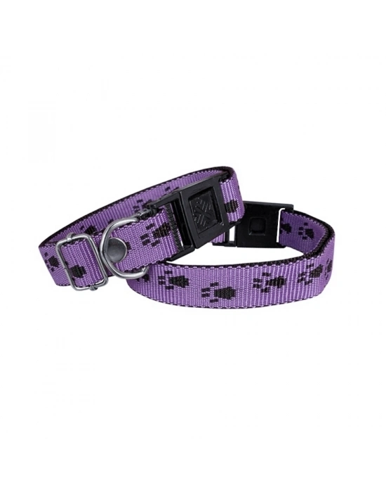 Markapet Köpek Tasması Patili Dokuma 2 cm - Min: 30 cm - Max: 50 cm Mor