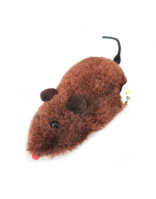 Markapet Kurmalı Hareketli Tekerlekli Fare 12 cm Kahverengi