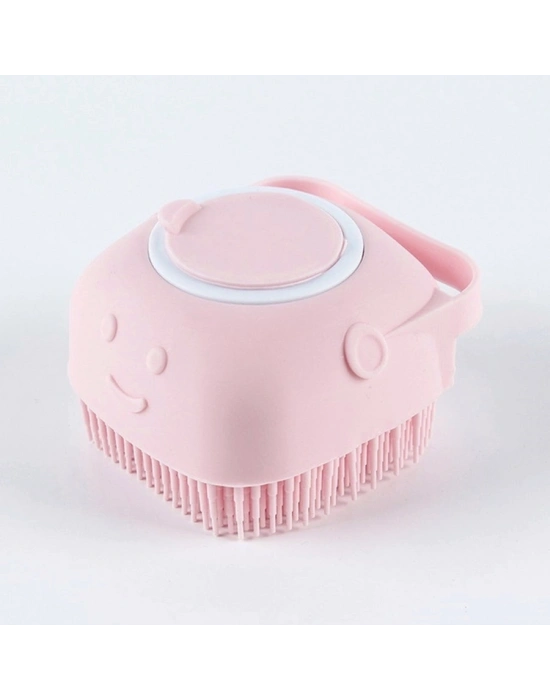 Markapet Şampuan Hazneli Kedi Köpek Silikon Duş Fırçası 11 cm Pembe