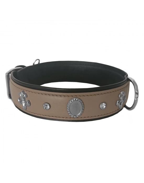 Markapet Taşlı Ve Aynalı Köpek Boyun Tasması 49-55 cm Large Taba