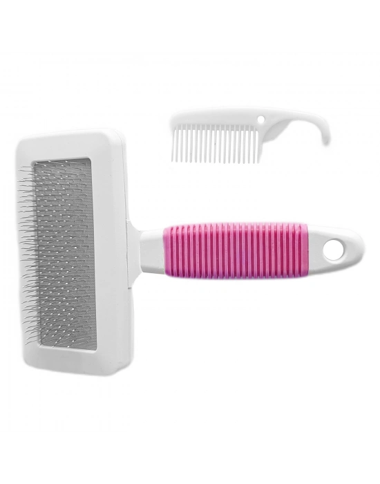 Markapet Temizleme Aparatlı Kedi Köpek Tarağı 7 cm-14 cm Small Pembe