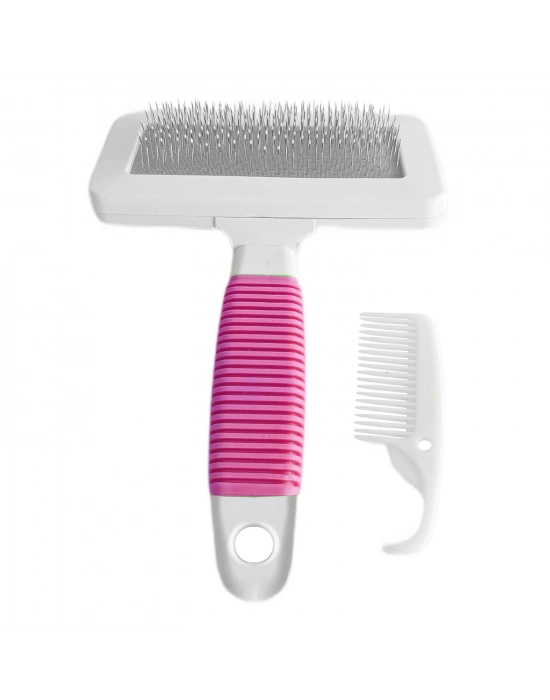 Markapet Temizleme Aparatlı Kedi Köpek Tarağı 9.5 cm-14 cm Medium Pembe