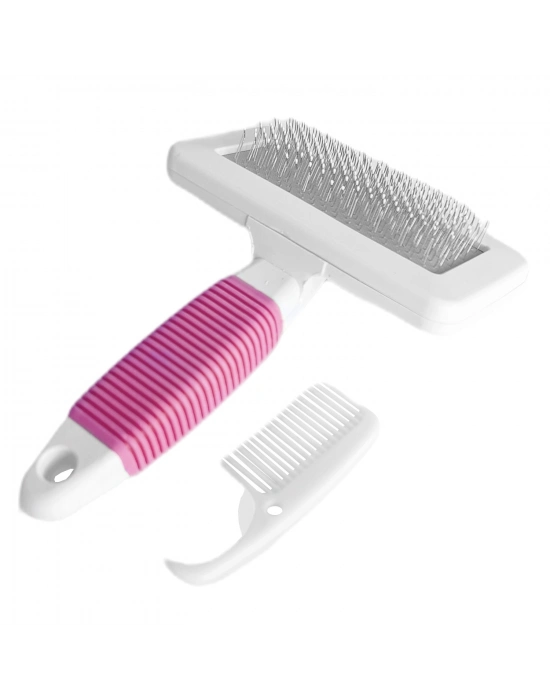 Markapet Temizleme Aparatlı Kedi Köpek Tarağı 9.5 cm-14 cm Medium Pembe