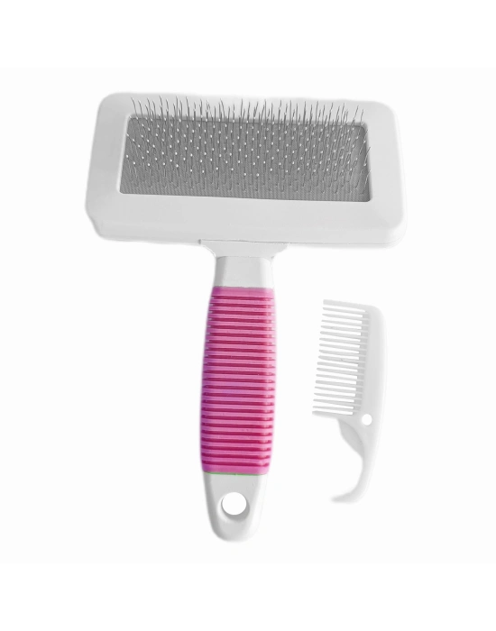 Markapet Temizleme Aparatlı Kedi Köpek Tarağı 9.5 cm-14 cm Medium Pembe