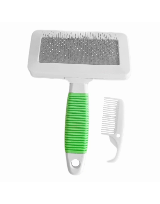 Markapet Temizleme Aparatlı Kedi Köpek Tarağı 9.5 cm-14 cm Medium Yeşil