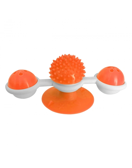 Markapet Vantuzlu Fırıldak Toplu Dönen Kedi Oyuncağı 8 cm-18 cm Turuncu