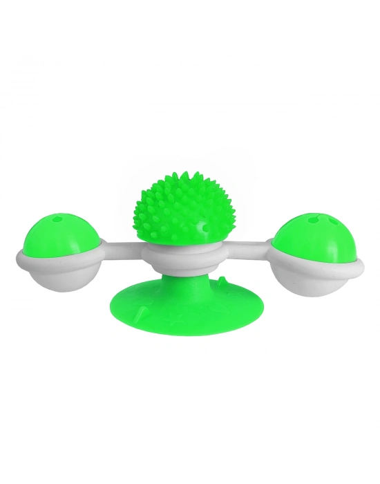 Markapet Vantuzlu Fırıldak Toplu Dönen Kedi Oyuncağı 8 cm-18 cm Yeşil