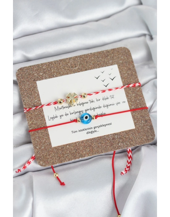 ® Marteniçka Bileklik 2li Yonca ve Nazarlı Model